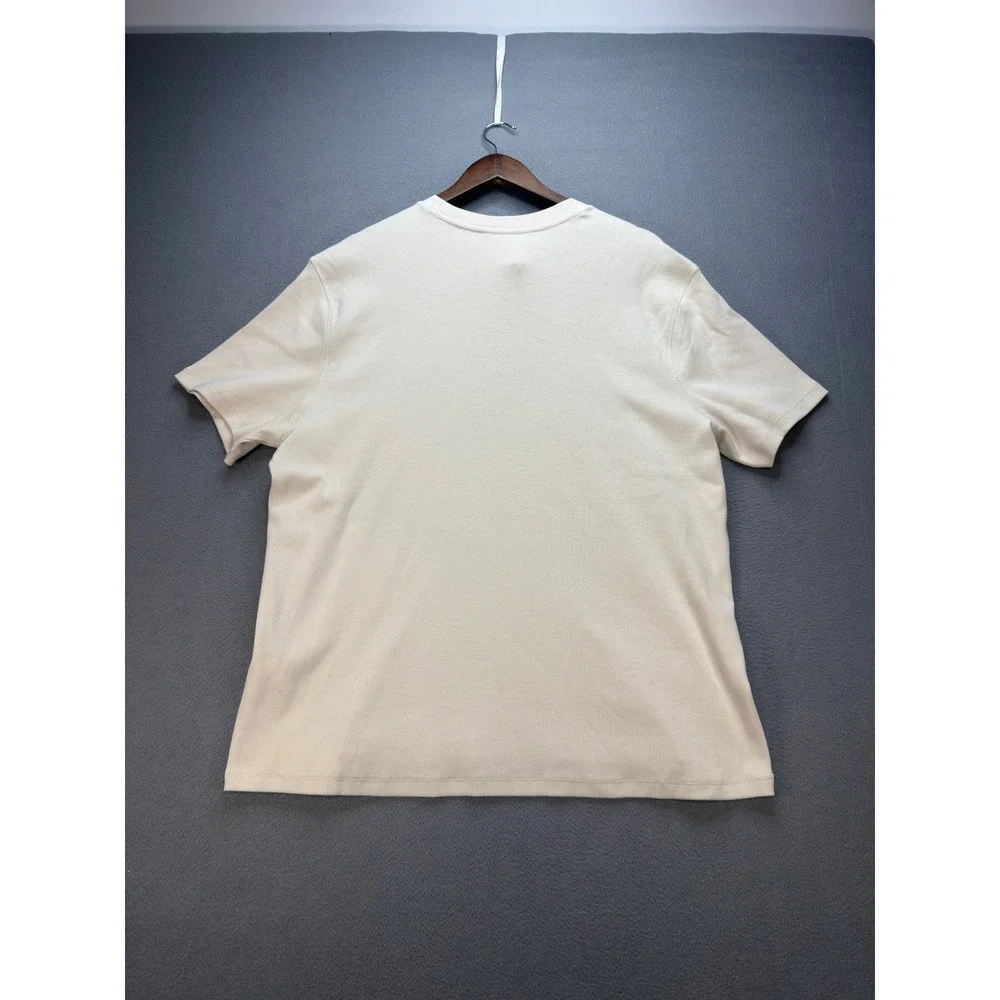 Banana Republic Mini Rib Slim T-Shirt XL Off White Ecru Short Sleeve Cotton Tee